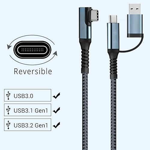 Miniatura 3 de SUMPK Cable de enlace VR de 20 pies compatible con Oculus Quest 2 USB 32 tipo C a C de 5 Gbps de transferencia de datos de alta velocidad y cable de