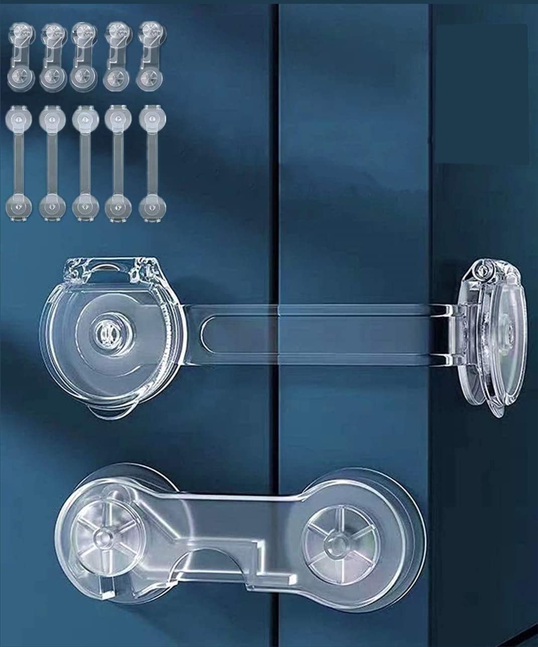 Baby Guard Child Lock Door Lock Drawer Lock Children's Door Lock Baby Guard Child Safety Lock Drawer Stopper Refrigerator Kitchen Door Stopper 360 Degree Rotation (5 Long / 5 Short)