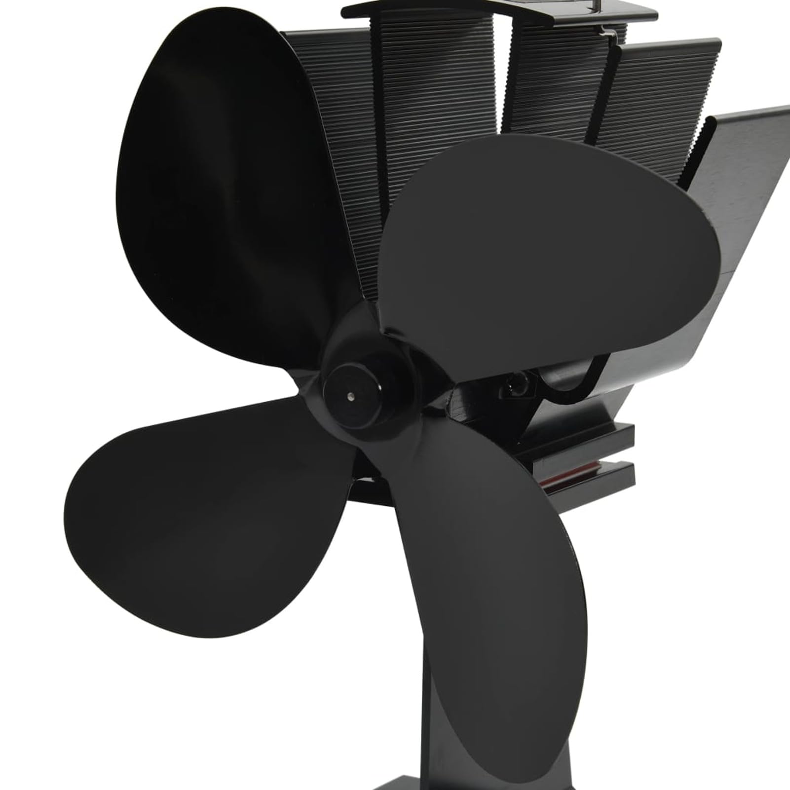 Homgoday Ventilador de Estufa accionado por Calor 4 aspas Negro Leñera Registro de Leña, Estantería para leña de Chimenea para Interior y Exterior Soporte de Madera 18 x 11.5 x 21.5 cm (4 Hojas)