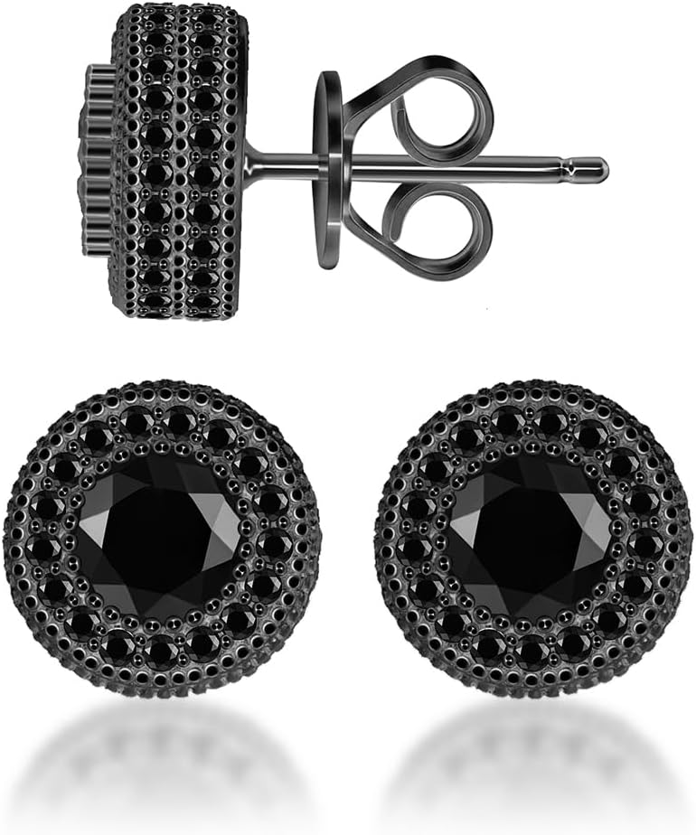 Jewelry S925 Round Moissanite Hip Hop Iced Out Halo Stud Earrings For Men Women Christmas Gifts