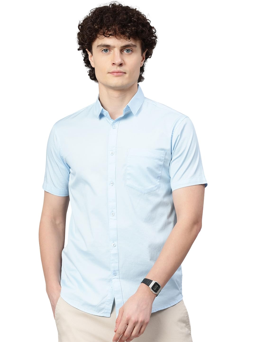 majestic man Slim Fit Pure Cotton Half Sleeve Solid Casual Shirt-picture-14