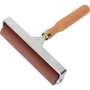 Goshyda Brayer Soft Flexible Durable Elastic Rubber Roller to Finish the Print Smooth and Clean Suitable for Print Graphics Ink Block Carved Surface 15 cm