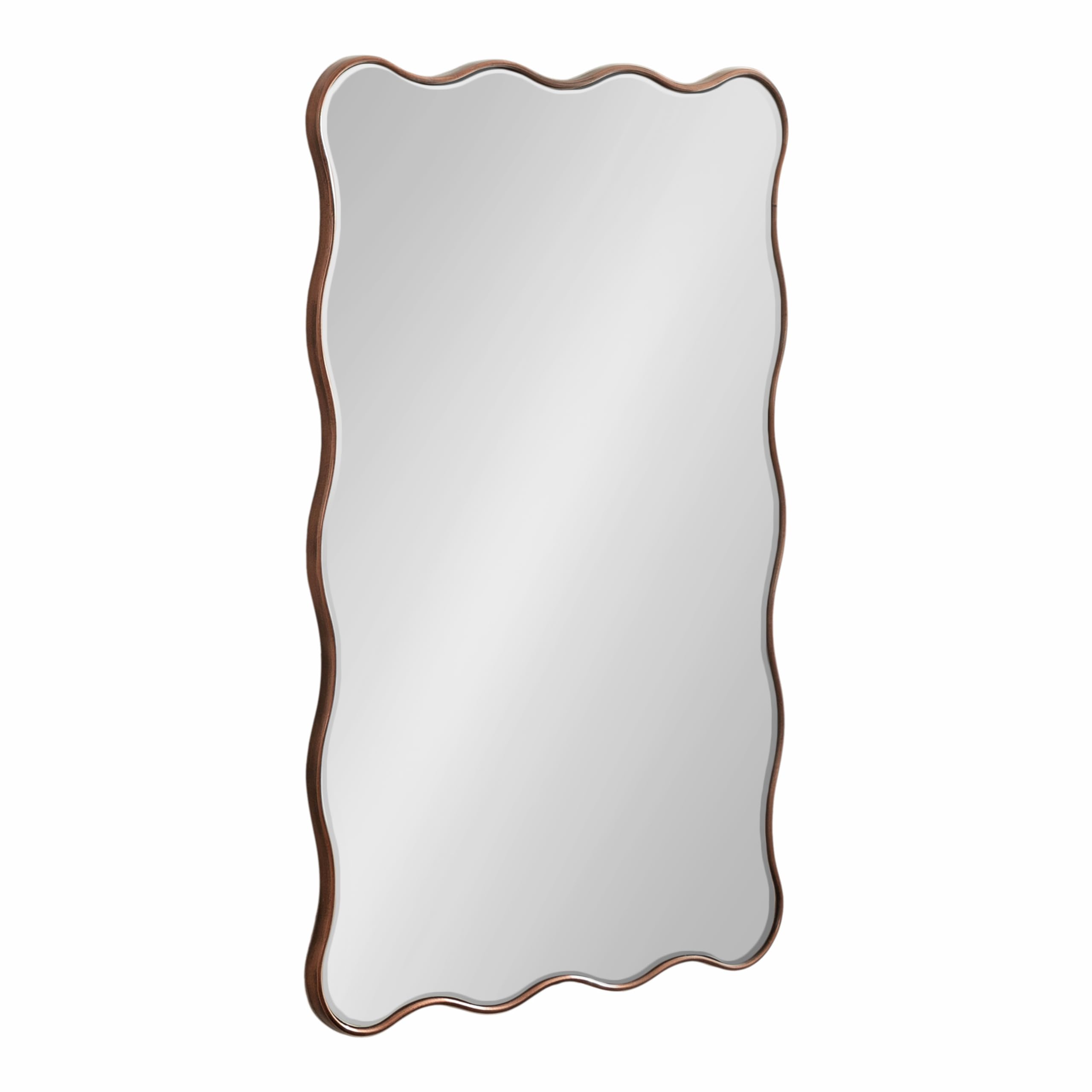 Kate and Laurel Viona Modern Scalloped Rectangle Mirror; 24 x 36; Bronze; Decorative Bathroom Mirror for Over Sink with Unique Rippled Edge for Wavy Wall Decor Accent