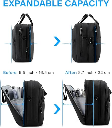 Miniatura 3 de BAGSMART Bolsa para laptop de 18 pulgadas, maletín expandible, bolsa de computadora para hombres y mujeres, bolsa de hombro para laptop, bolsa de