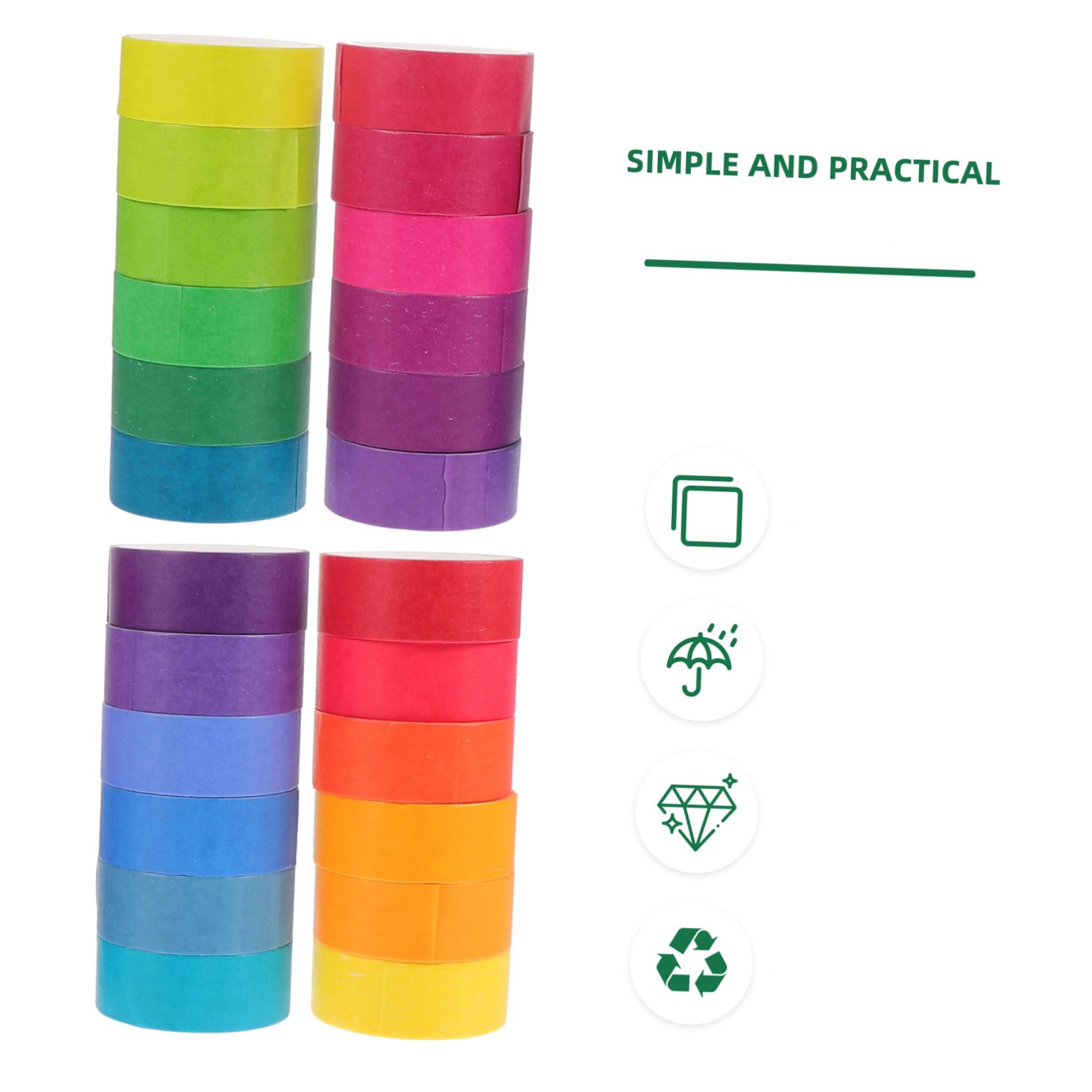 48 Rollen Regenbogen Washi Tape aus Papier Leicht Klebend und Vielseitig für Bastelarbeiten und Tagebücher Buntes Geschenkband für Kreative Dekoration