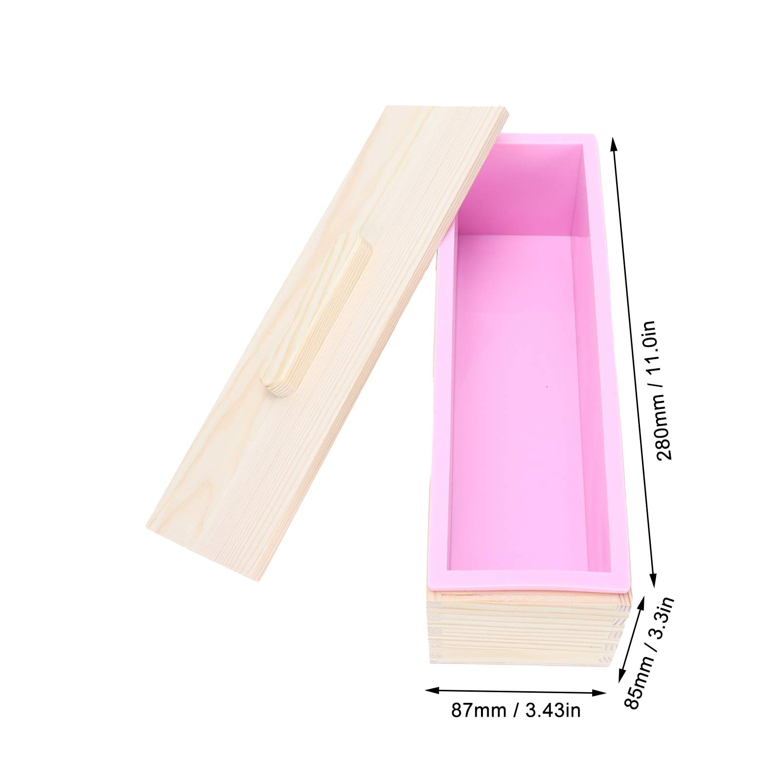 Juego de moldes de silicona para jabón DIY con rejilla para jabón en caja de madera y papel de regalo para jabón y horneado (Rosa)