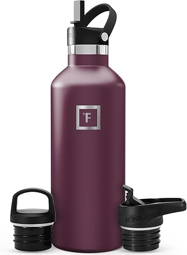 Miniatura 69 de IRON °FLASK Frasco de hidratación para acampar y senderismo con pajilla, botella de agua deportiva de acero inoxidable con aislamiento de boca Dark