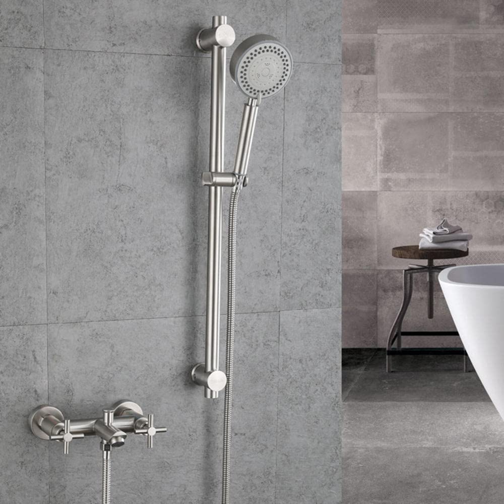 Bateria wannowa ścienna z zestawem prysznicowym Bateria wannowa ze stali nierdzewnej z główką prysznicową Podwójna bateria wannowa/wanna/natryskowa