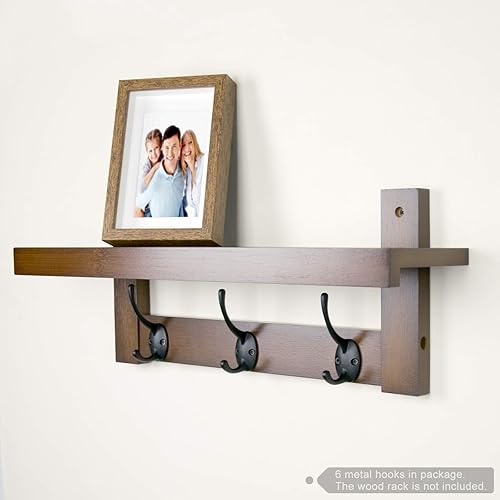 Miniatura 10 de Gancho pequeño de aleación de zinc montado en la pared, colgador de doble capa de 1 pulgada, paquete de 6 (acabado de cobre rojo antiguo)