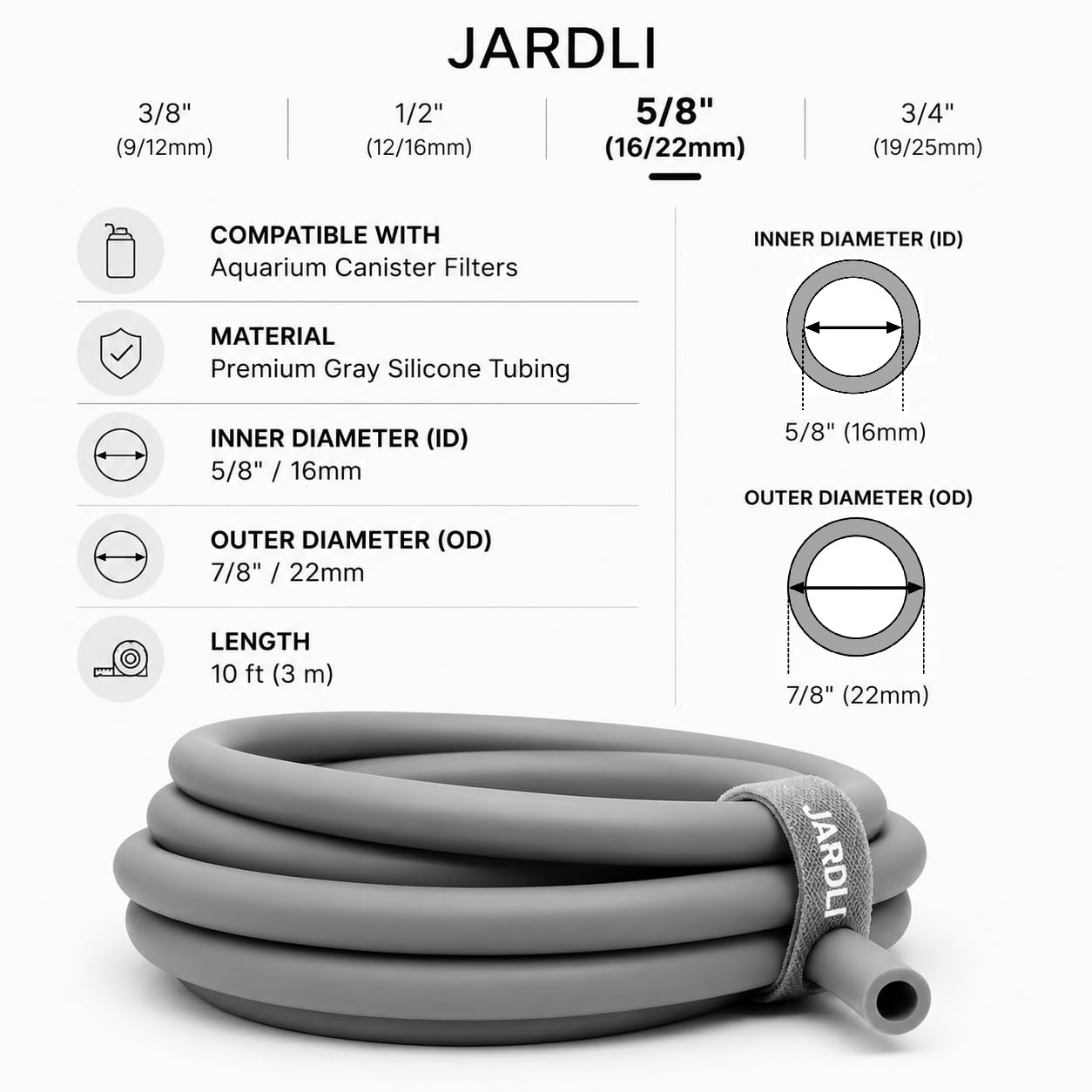 Tubo professionale per acquario, 3 m, 16/22 mm
