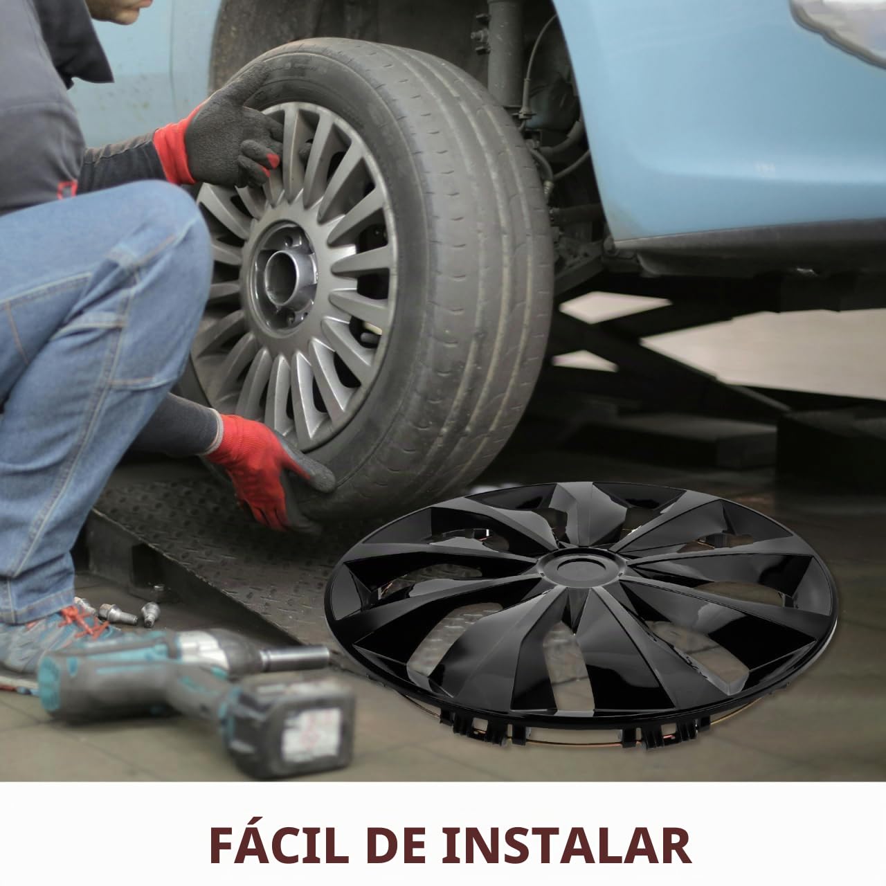 ULTECHNOVO Tapacubos De Coche De 16.37 Pulgadas Cubiertas De Cubo De Rueda De Plástico para Instalación Sin Herramientas Accesorios Exteriores para SUV Y Reemplazo De Tapacubos