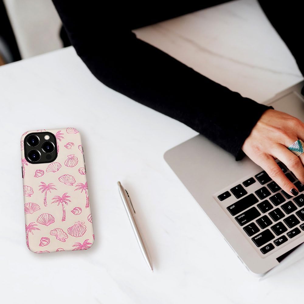 DAIZAG Case Compatible with for iPhone 16 Pro,Pink Seashells Palm Trees Beach Phone Case for iPhone 16 Pro for Girl Women Boy Men - Image 7