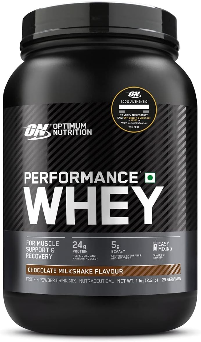 (ON) Performance Whey Protein Powder, 24g Protein, 5g BCAA – 1Kg (Chocolate Milkshake), Whey Protein Blend with Whey Protein Isolate