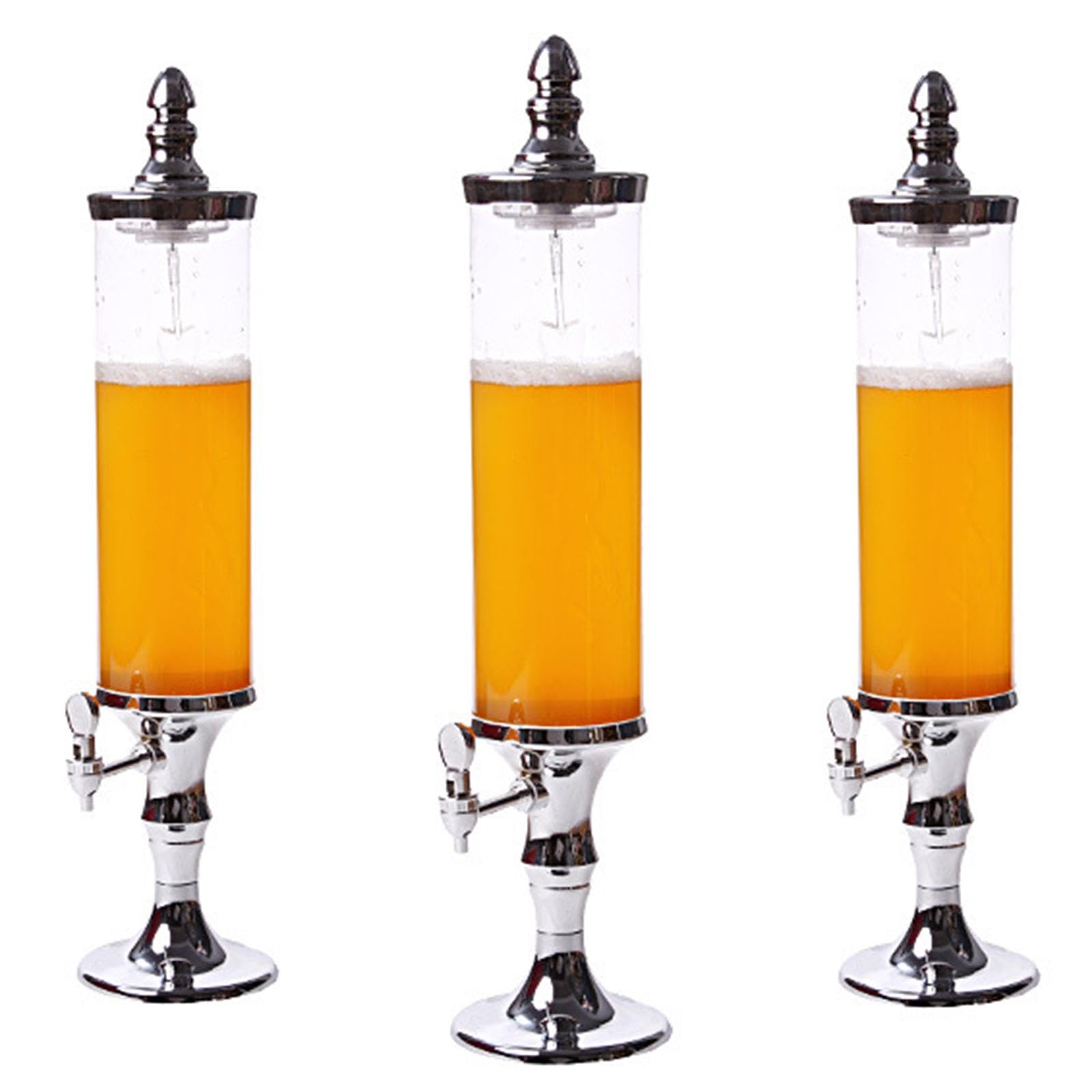 predolo Dispensador de Torre de Cerveza con luz LED, fácil de Limpiar, Torre de Cerveza portátil extraíble de Gran Capacidad para Mesa de hogar, Cocina, Plata