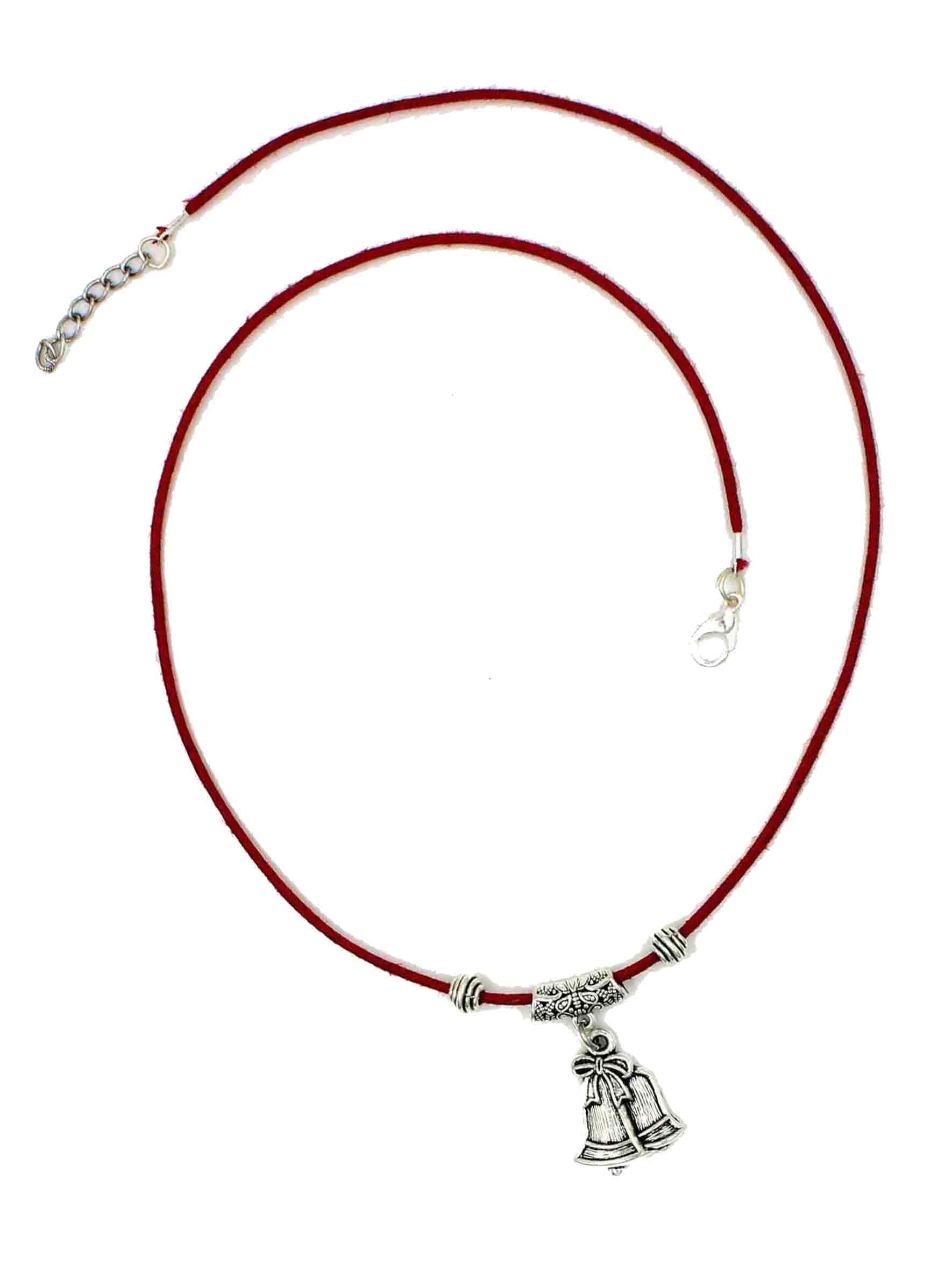 gurjari jewellers Cootan RED Cord with christmas bell Oxidised Pendant for girls and Boys and women-picture-20