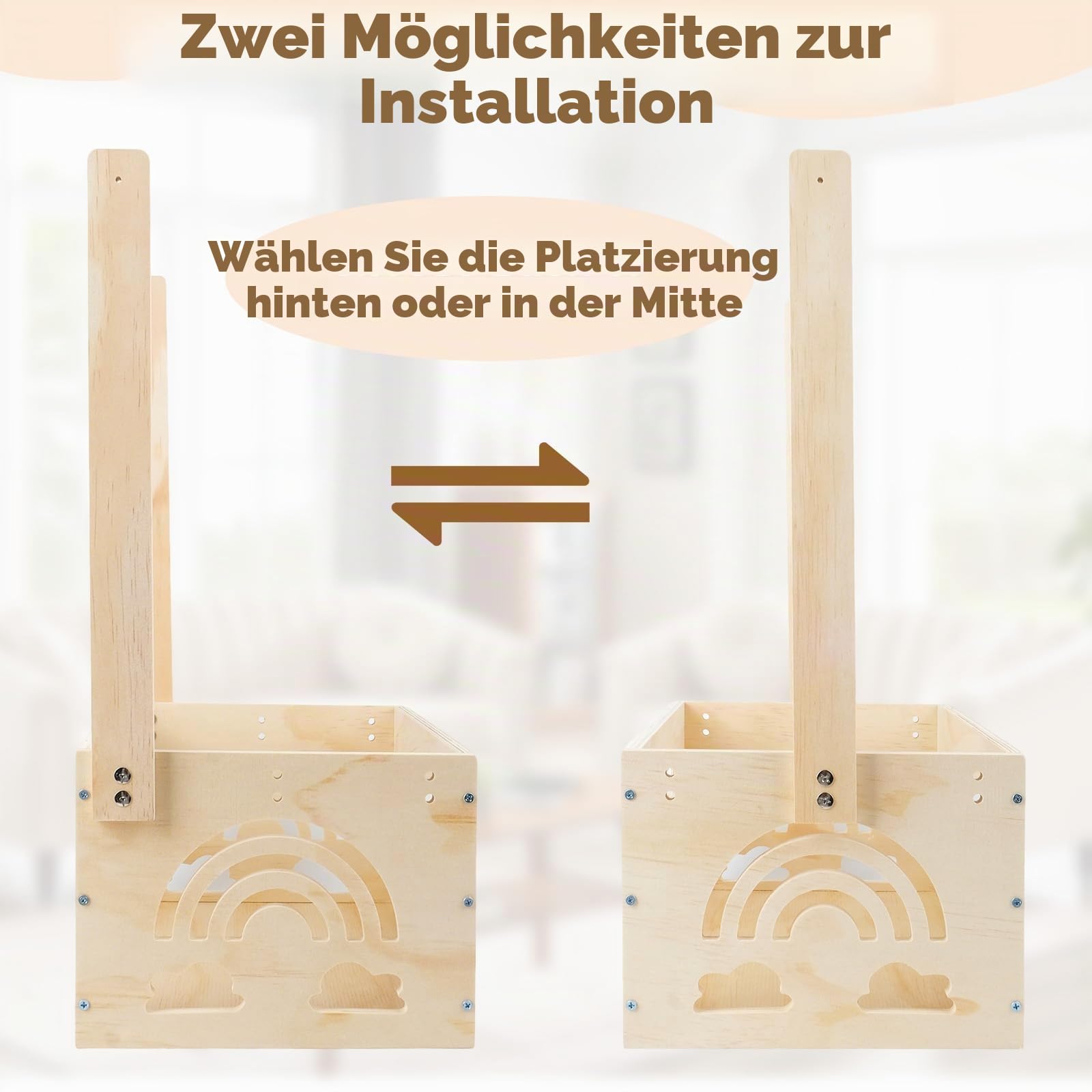 Babyparty Geschenk Holz Babykorb mit Griff, Babyparty Geschenk für Neugeborene, Praktischer Baby Schrank mit Kinder Kleiderbügel und Girlande, Personalisierte Baby Korb für Schwangere Neue Eltern