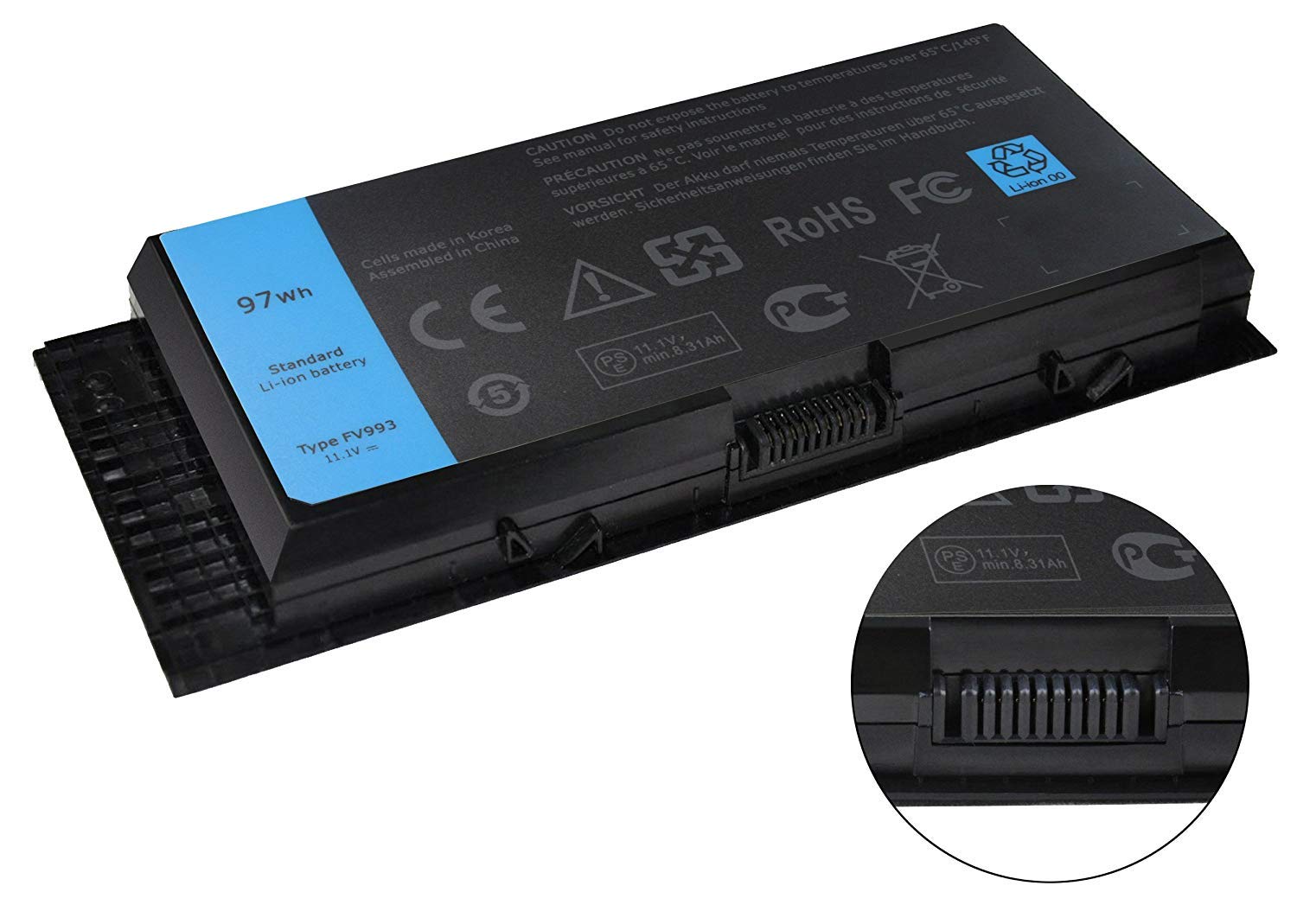Batteria K KYUER 97Wh 11.1V Per Dell Precision M4600 M4700 M4800 M6600 M6700 M6800 – Ricambio Con Chip Intelligente E Protezioni Di Sicurezza