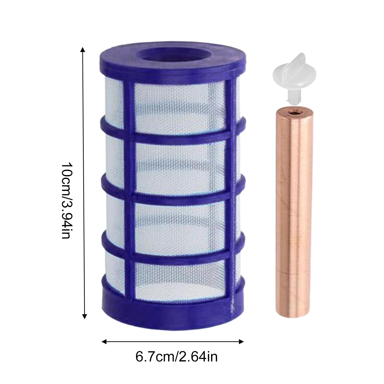 Kit de repuesto de ánodo de cobre, ánodo de cobre purificador de piscina, incluye pantalla de cesta y tornillo de ala, reduce el cloro y la irritación para agua dulce y salada