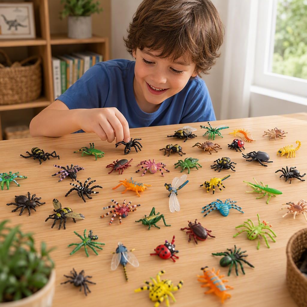 36Pcs Plastic Bugs, Fake Bugs Insects Set, Bug Toys Collection