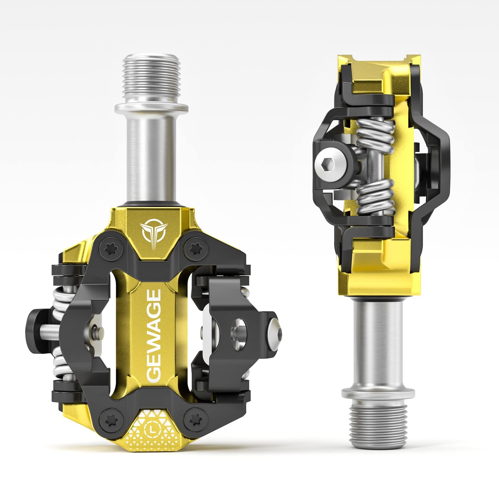 GEWAGE Pedales klick MTB SPD – Aluminio fresado CNC, Sistema SPD Doble Cara, tensión de liberación Ajustable, compatibles con Sistemas SPD, Rosca 9/16", Ligeros (365g), Ideales para MTB