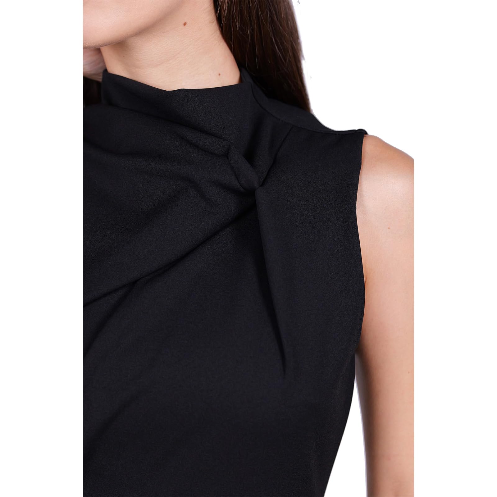 Vestito Midi Donna Elegante con Nodo al Collo – Perfetto per Matrimonio, Festa, Cerimonia, Ufficio e Uso Quotidiano