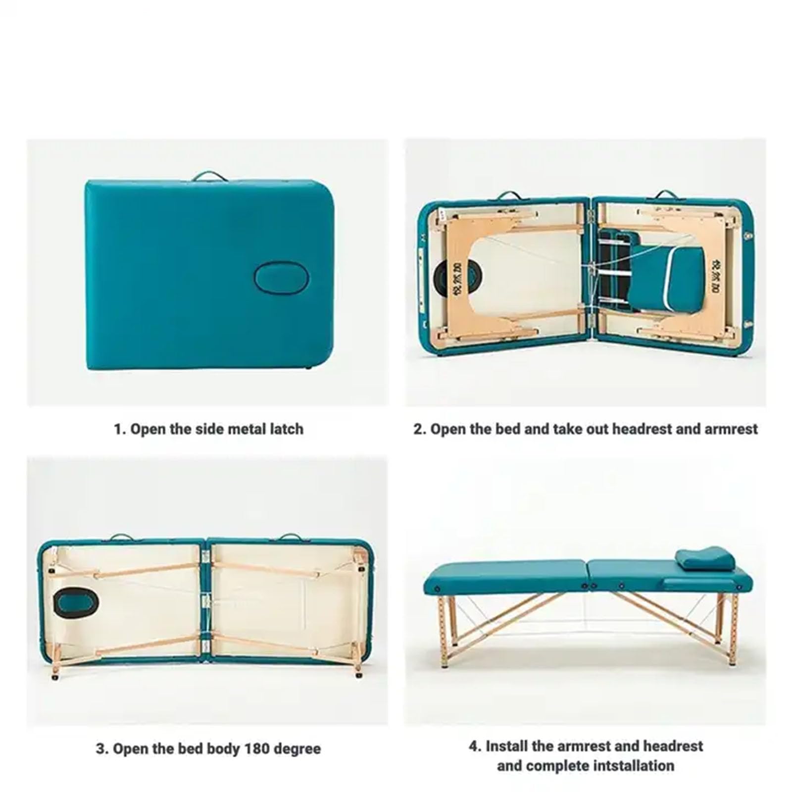 Mesa de Masaje Cama de Masaje Cama de SPA portátil 2 Plegables con Estuche de Transporte Mesa de Altura Ajustable Cama de salón (Negro)