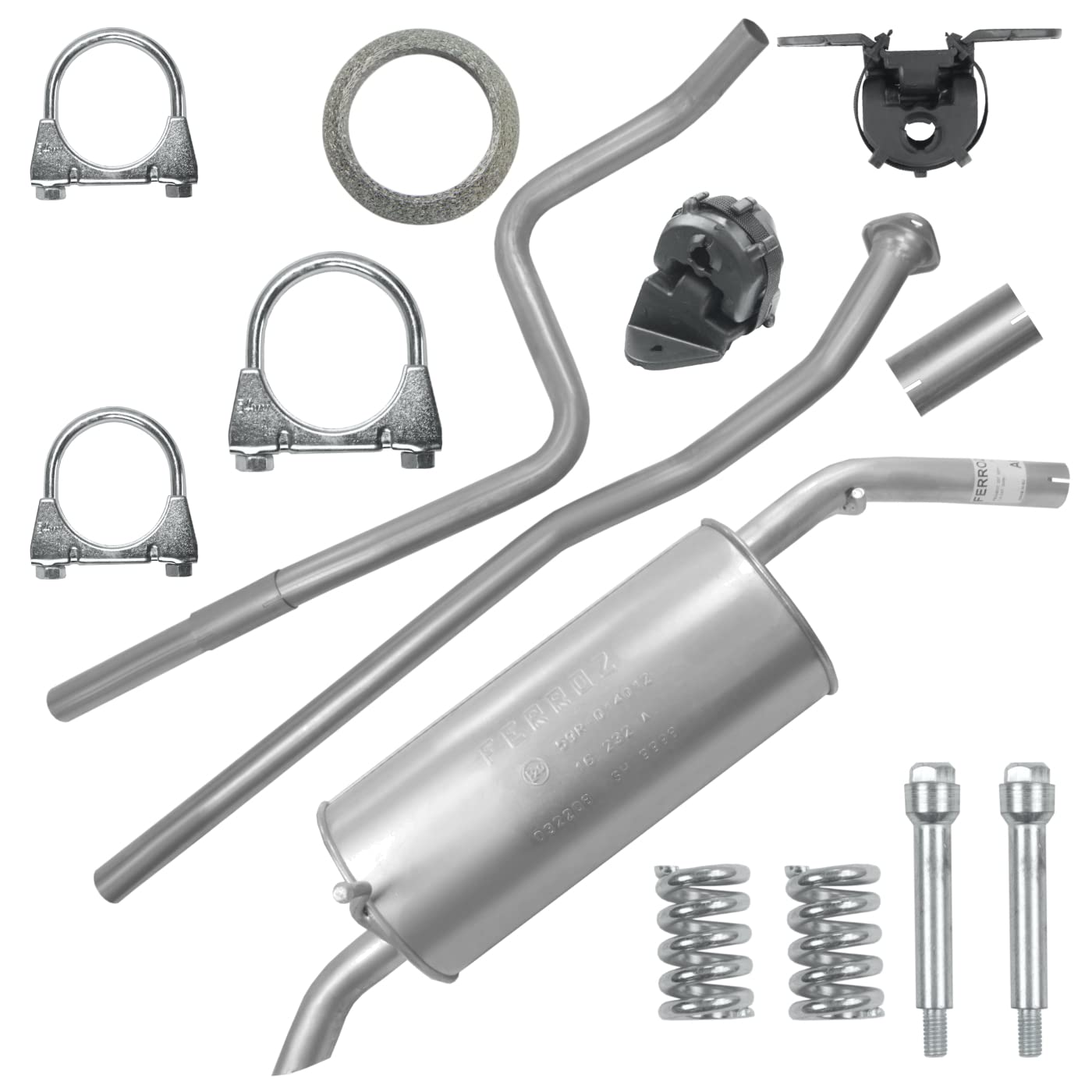 FERROZ Abgasrohr und Auspuff-Endtopf für Peugeot 207 04.2008-12.2015 1.4i Schrägheck, Kombi