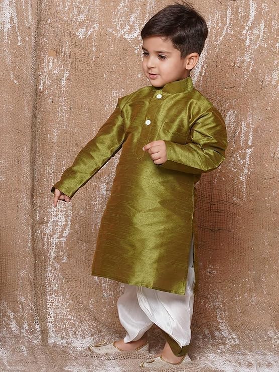 Image of AJ DEZINES Kids Ethnic Wear Pure Cotton Dhoti Kurta Set For Boys