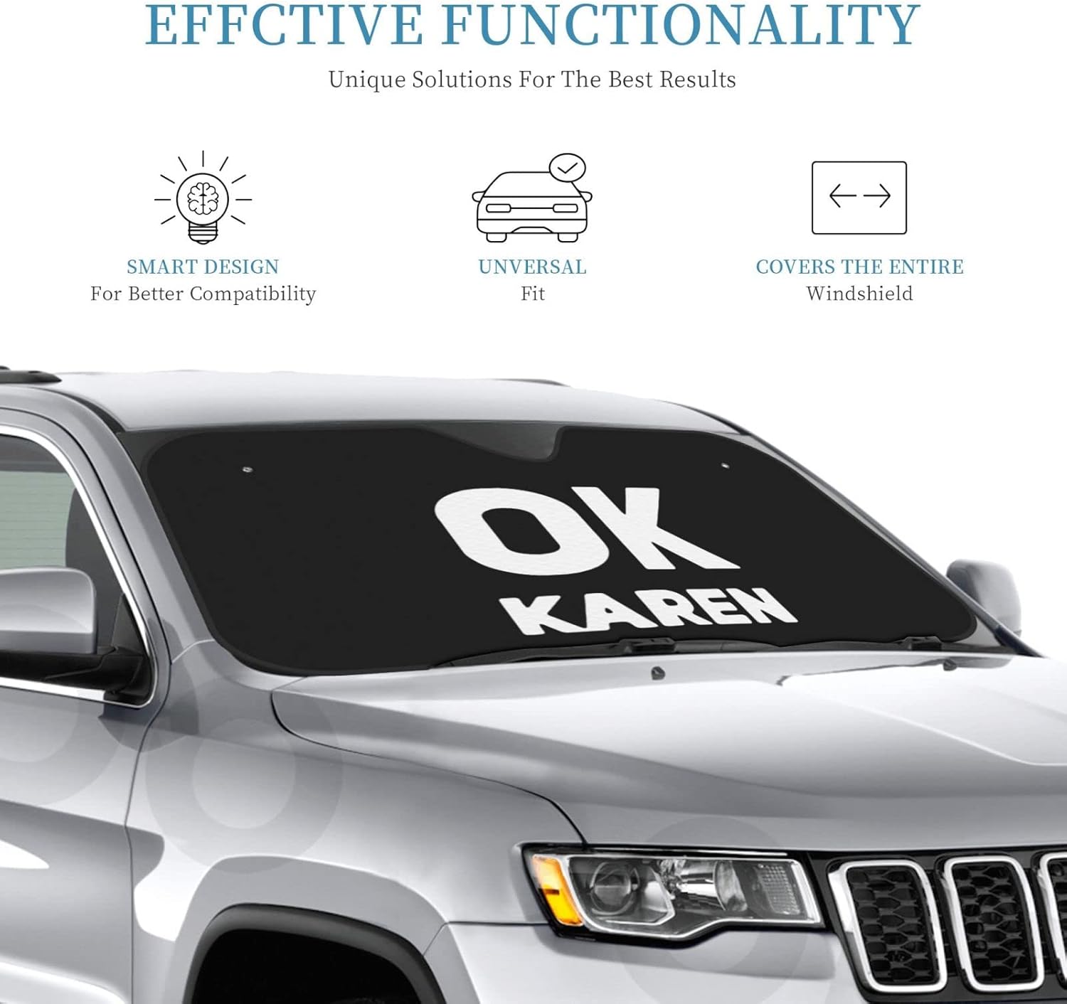 Ok Karen Windshield Sun Shade Keep Your Vehicle Cool, for SUV Cars Trucks Universal Sun Shade