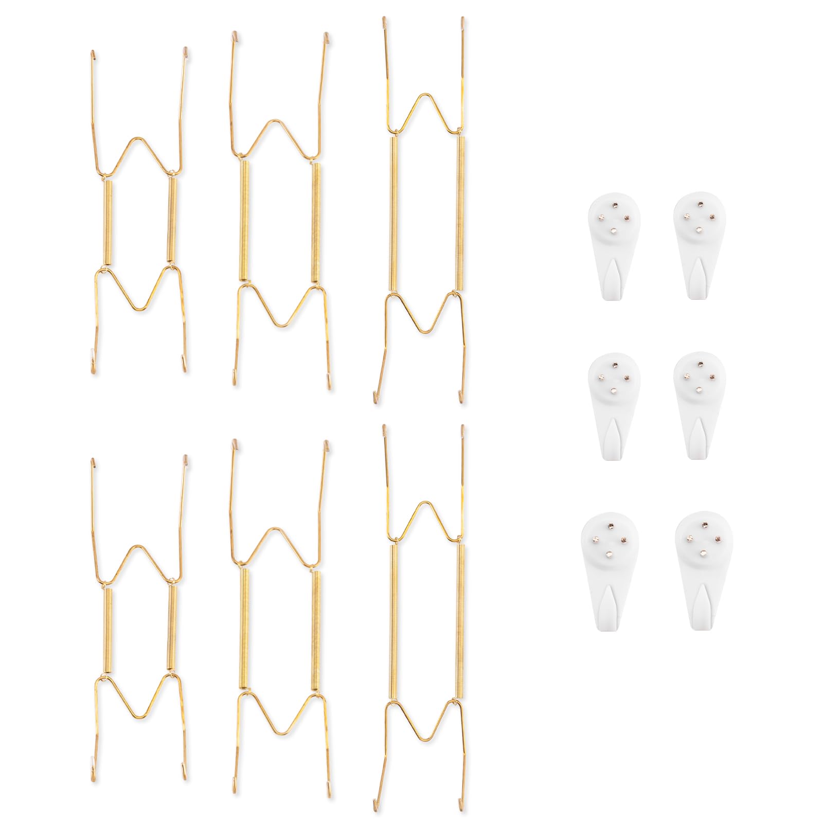 Bilillo 6 Pcs Plate Hangers for the Wall, 8/10/12 Inch Invisible Decorative Wire Plate Holders, Plate Hangers for Display Various Sizes with Wall Hooks for Decorative Plates and Arts Gold