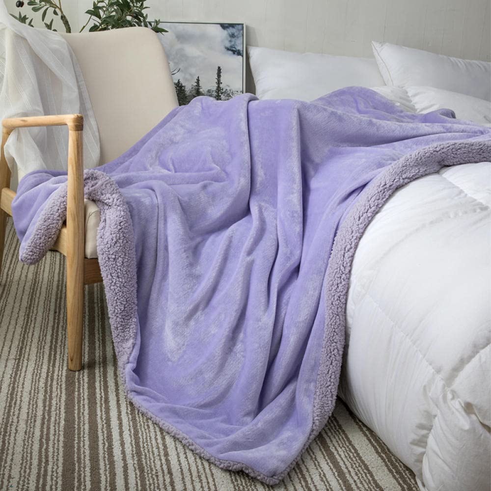 Plaid Coperta Sherpa Viola Coperta Pile Doppio Strato Vello, Plaid Divano Super Morbida Calda in Microfibra, Coperta Fluffy per Divano, Letto, Ufficio (130x150cm)