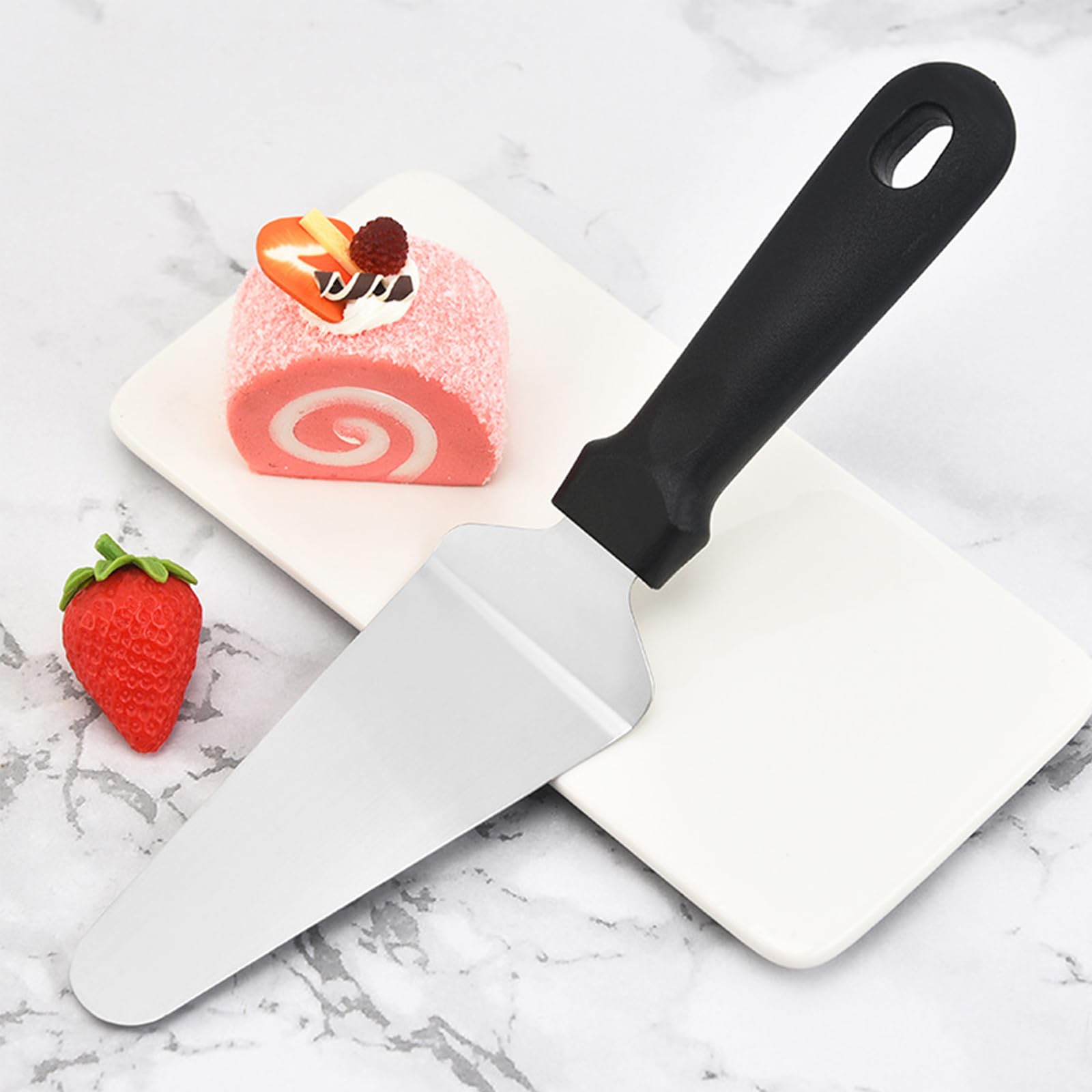 12 paquetes de espátulas para pizza, servidor de pasteles, espátula de acero inoxidable con mango de plástico para postres, pasteles, pizza, pasteles, hornear, pala triangular (12)