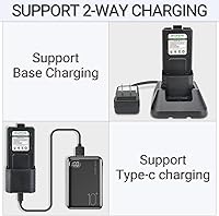 Vista 5 de BAOFENG Batería UV-5R BL-5 3800mAh USB-C de carga extendida de alta capacidad para radios UV5R BF-F8HP serie UV-5R con cable de carga tipo C