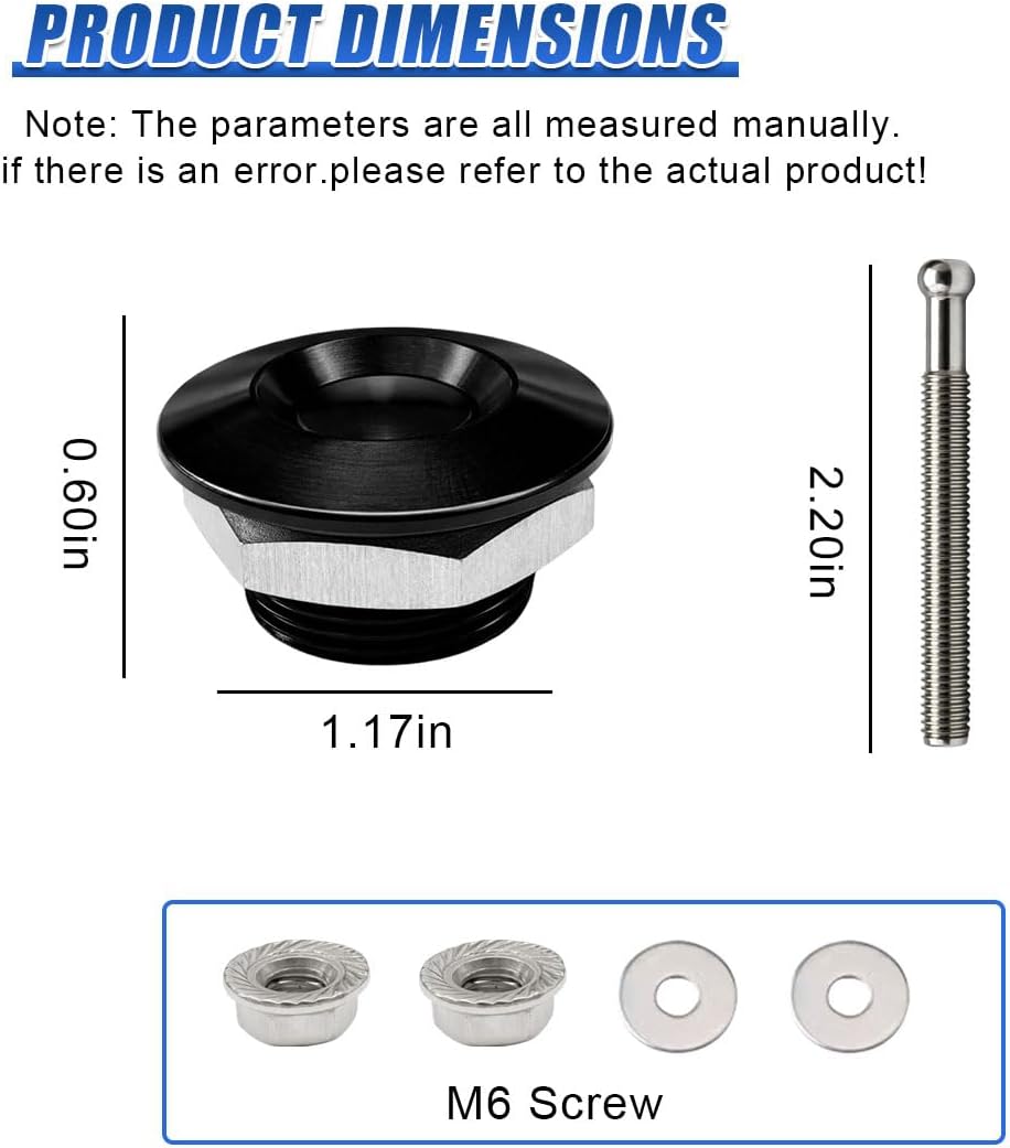 4PCS Universal Metal Car Hood Pins, 1.17 Inch Diameter Automotive Quick Release Bumper Clip, Push Button Vehicle License Plate Lock Clip Kit for Car, SUV, Truck (Black)