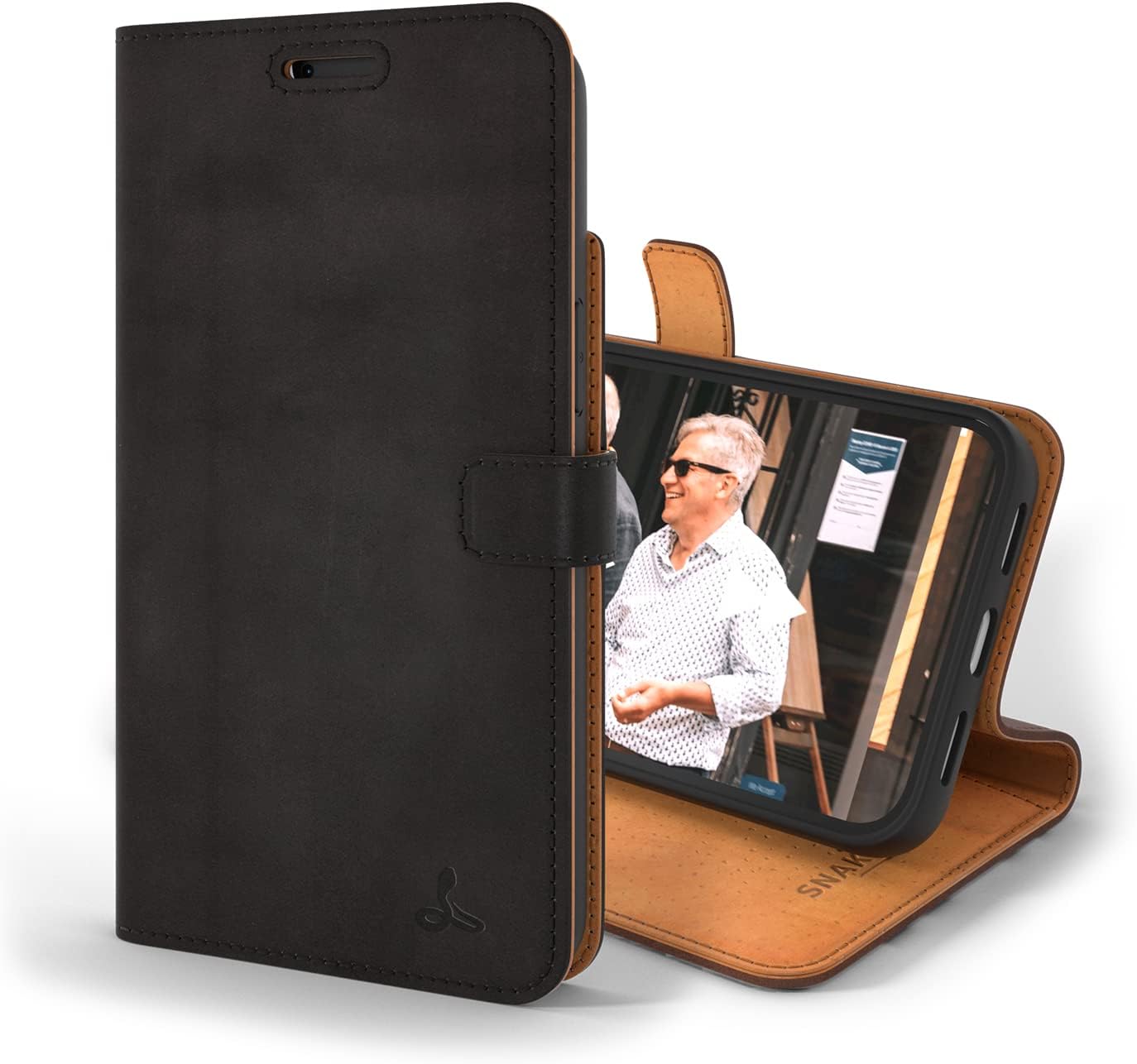 Snakehive Leather Wallet for iPhone 13 Pro Max | Genuine Leather Wallet Phone Case with Card Holder | Flip Folio Case/Cover with Stand | Compatible with iPhone 13 Pro Max | (Brown)