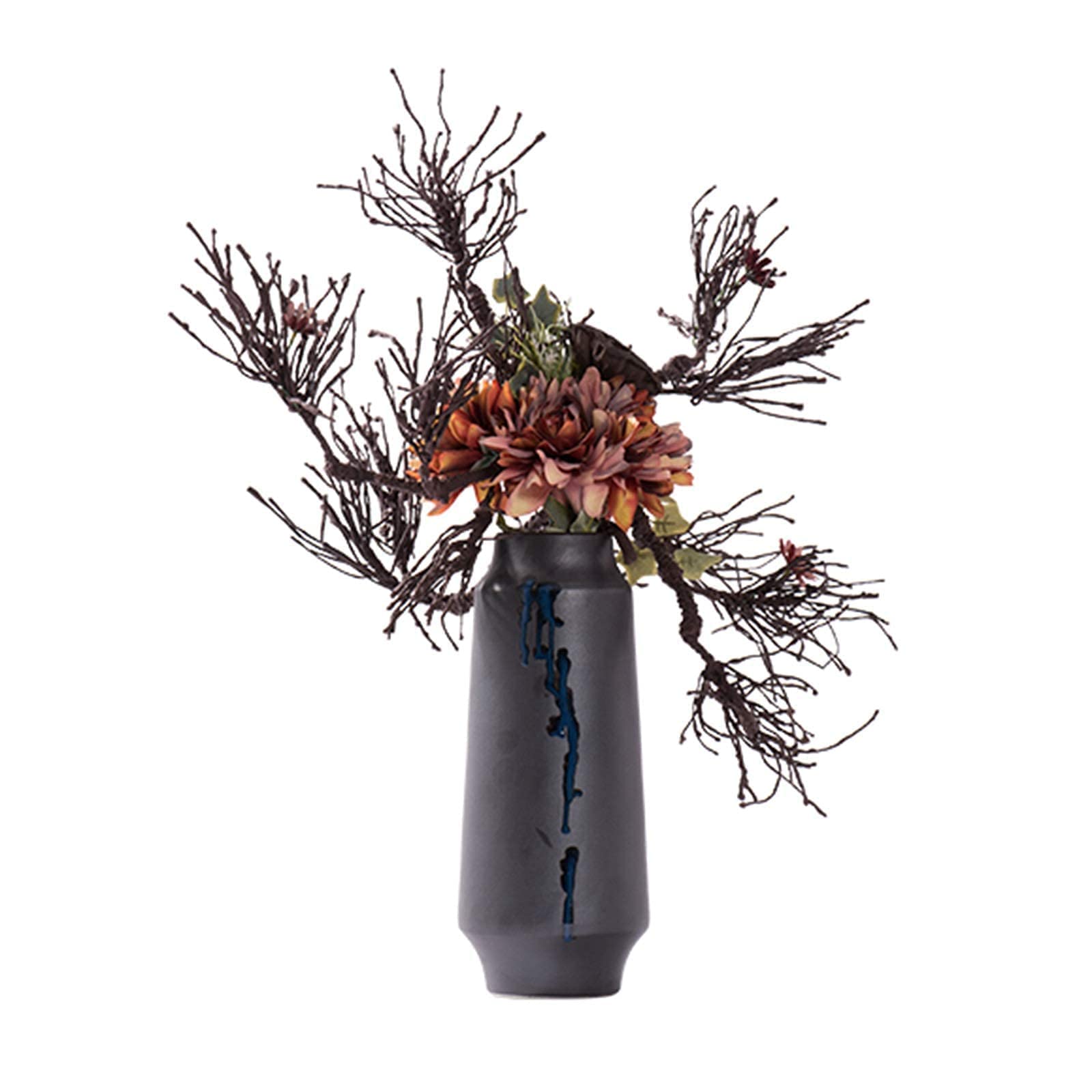 Composition florale artificielle haut de gamme en fleurs de soie et vase design