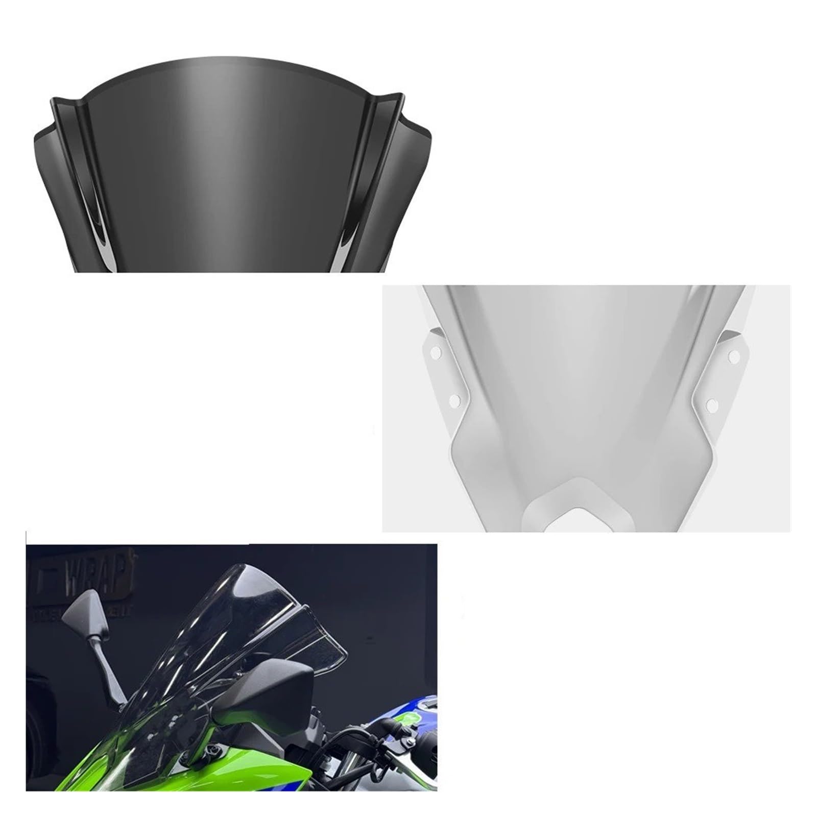 Parabrezza Moto Per NINJA500 SE 2024 Deflettori Antivento Per Parabrezza Anteriore Moto Parabrezza Moto Spoiler(Black)