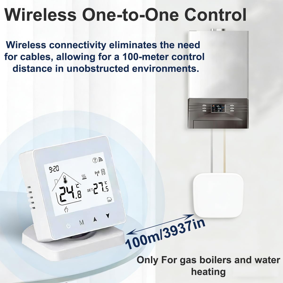 Termostato de ambiente Wi-Fi con control digital de calefacción central, compatible con Alexa para Google Assistant para Tuya para calefacción por suelo radiante de gas y agua caliente