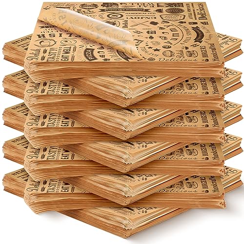 Outus 1000 Pcs 12 x 12 Inch Deli Wax Paper Sheets, Brown