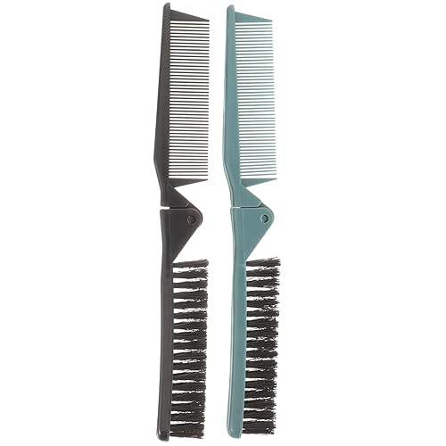 2 peines plegables de dientes dobles para burlas y trenzado de cabello, cepillo de bolsillo plegable para estilo de salón, portátil para hombres y