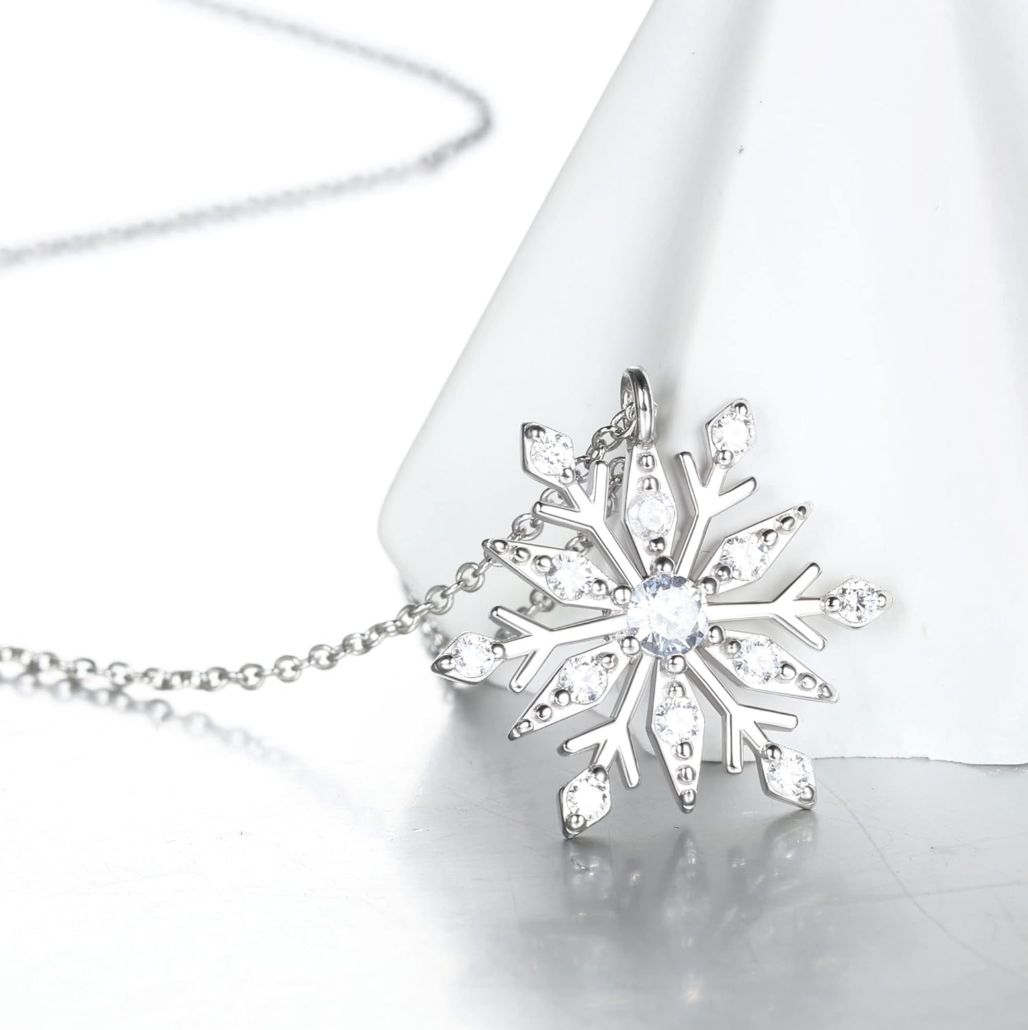 MILACOLATO Snowflake Necklace 925 Sterling Silver Snowflake Pendant Necklace 18K Gold Plated Sparkle Cubic Zirconia Snowflake Necklace Thanksgiving Xmas Christmas Jewerly Gifts for Women - Image 4