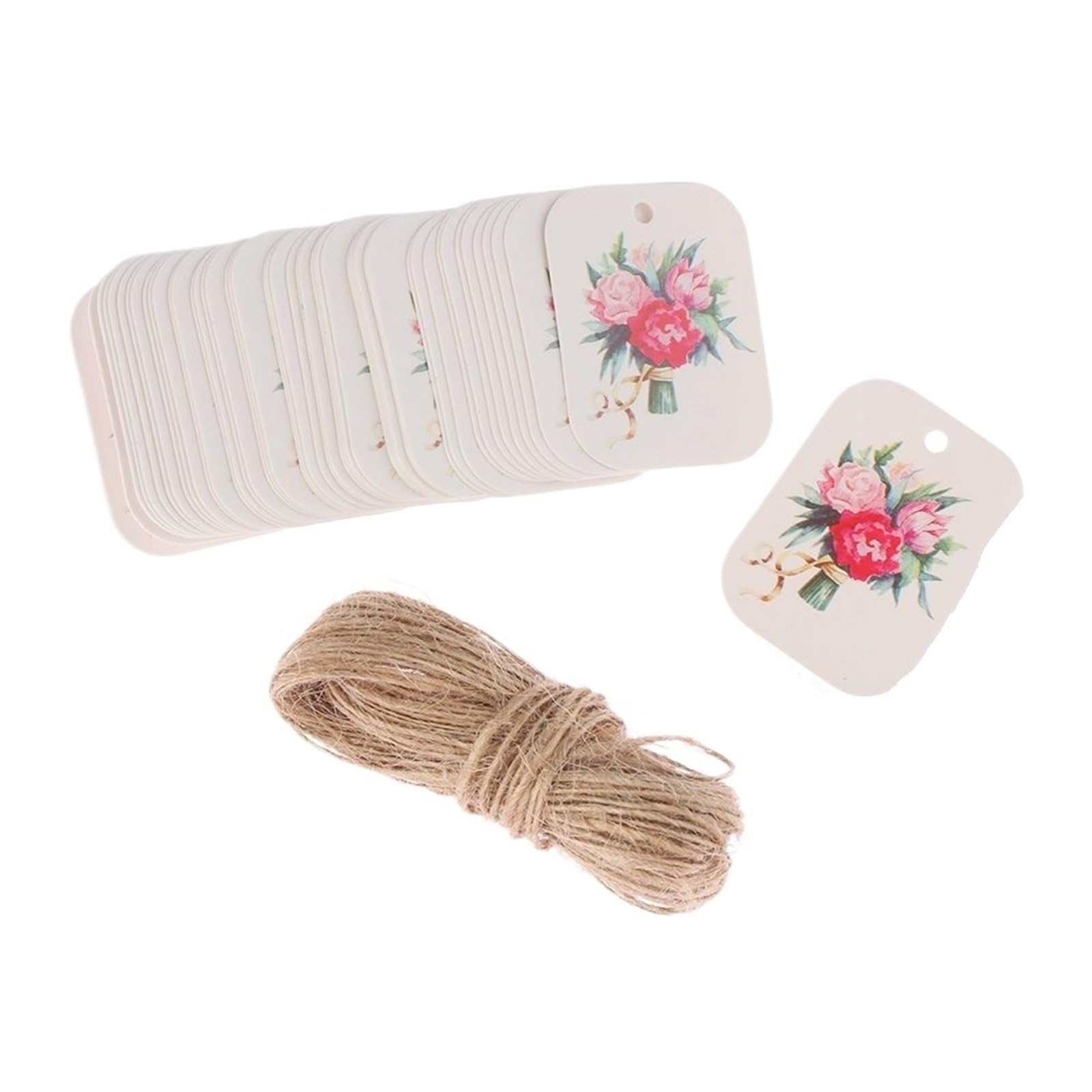 200PCS Flower Wrapping Supplies Garment Gift Hang Tags Kraft Tag Paper Labels Valentine's Day Label for Wedding Favors(Type D)