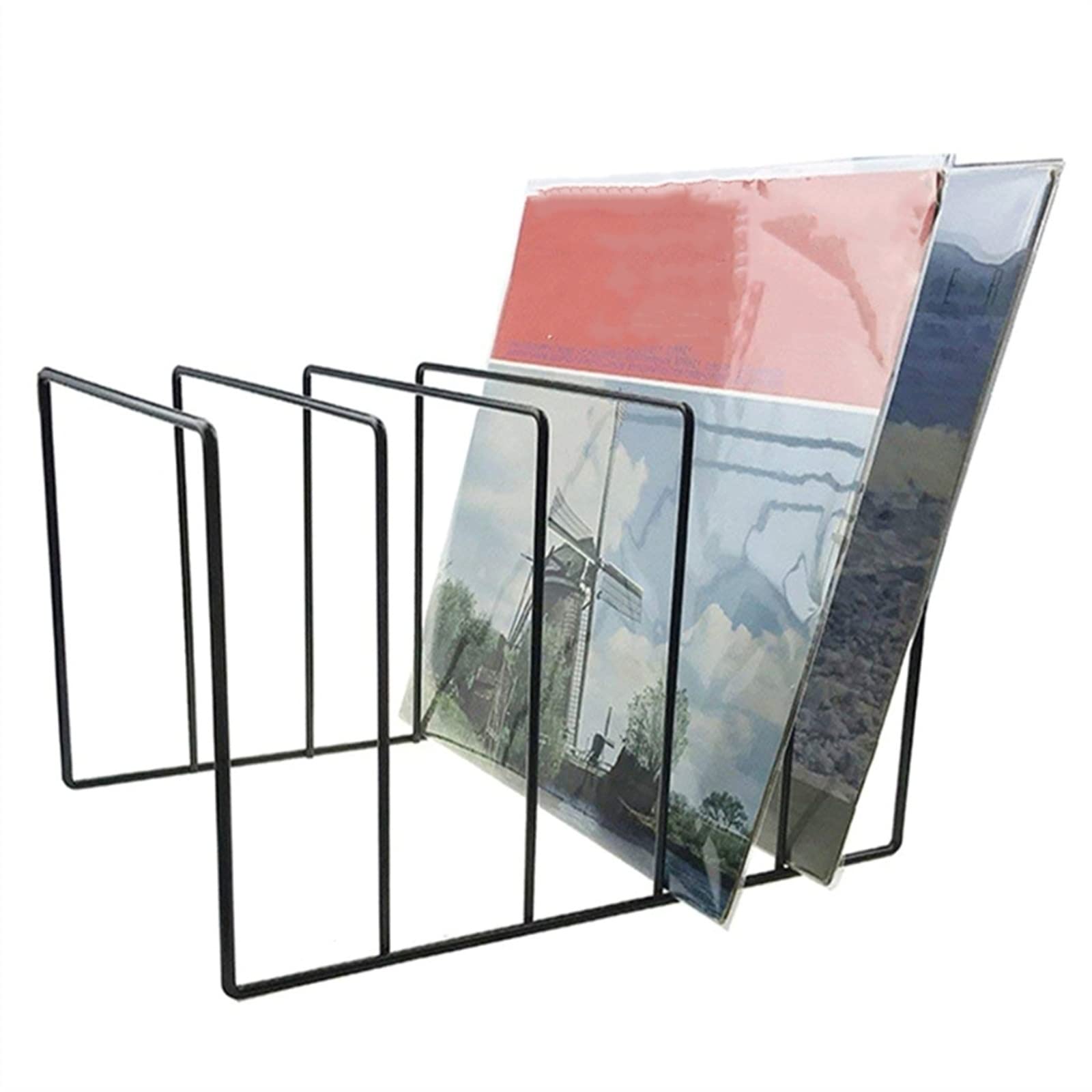 Espositore multiuso in metallo nero per dischi LP in vinile, collezione giradischi, per piccole mostre, organizza e mostra dischi in vinile senza sforzo