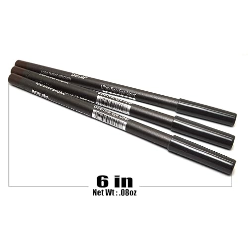 Miniatura 3 de Italia Deluxe Juego de 3 delineadores de ojos ultrafinos, lápiz y labio, color escogido + bolsa de cremallera gratis (1002 marrón oscuro 3 piezas)