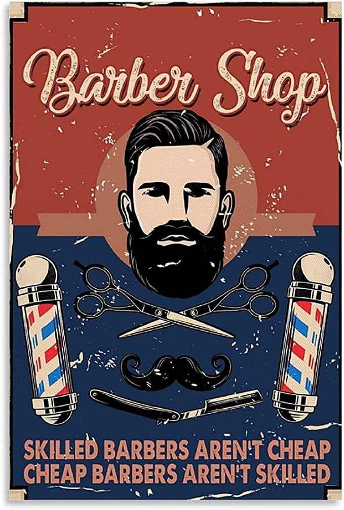 rayprint Wall Decor Barber Shop Metal Signs Cheap Barbers Aren't Skilled Vintage Plaque Poster Room Salon Barber Shop 8x12inch