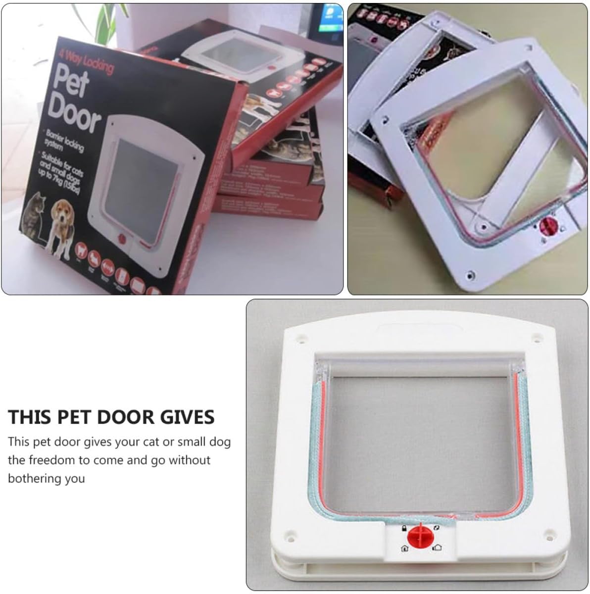 2pcs Controllable Cat Flap Doors Small Wall Entry Pet Door Set White and Brown for Indoor Cats Pet Accessory