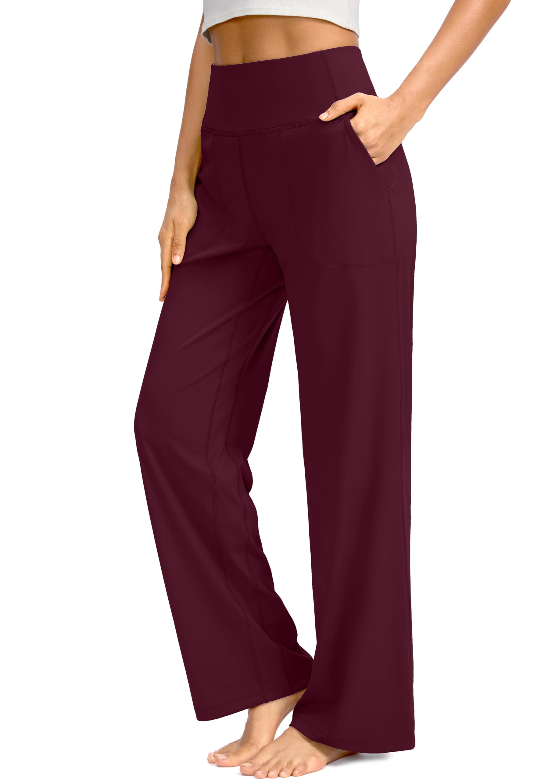 Soothfeel Wide Leg Pants for Women Petite/Regular/Tall High Waist Stretch Yoga Work Dress Lounge Sweatpants with Pockets