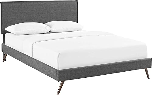 Modway Amaris - Base de cama tapizada tamaño Queen en color gris con patas abiertas