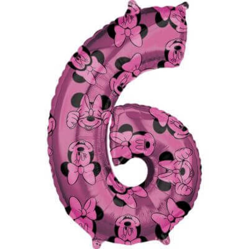 (PKT) Child Girls Minnie Mouse Forever Number 6 Balloon