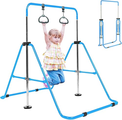 Gymanstics - Barras para el hogar con anillos para niños y niñas, juego de regalo de entrenamiento de gimnasia, barra de entrenamiento plegable,